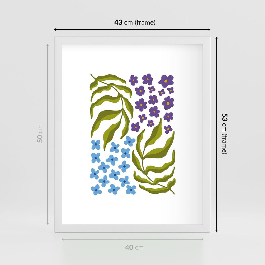 Plakat w ramie 40x50 - Księga Kształtów Bez Granic - kwiaty, sztuka nowoczesna - rama biała