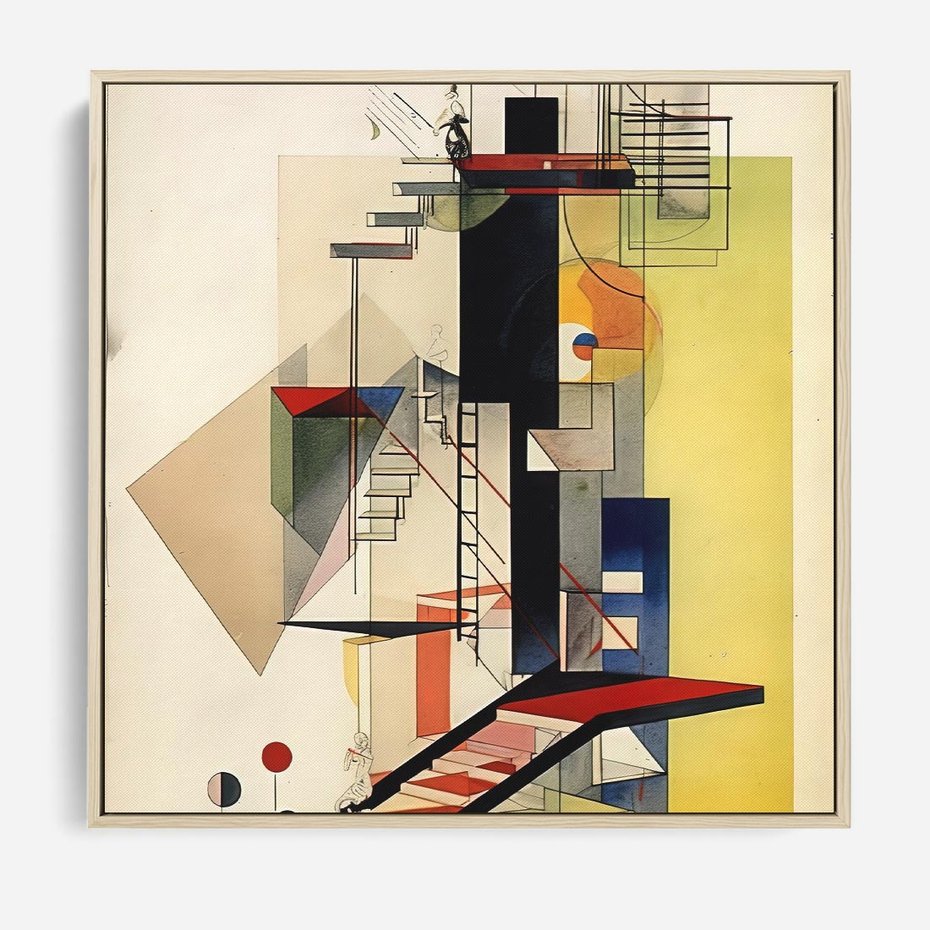 Obraz w ramie 80x80 - Kolorowe Wnętrza Inspiracji - abstrakcyjny obraz, jak kandinsky - rama drewno