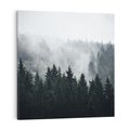 Obraz na płótnie 30x30 - Las w górach: mistyczna mgła - las, góry