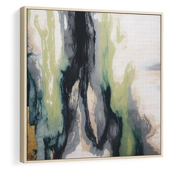 Obraz w ramie 50x50 - Sfumowane zmysły artysty - rozmyte kolory, zieleń - rama drewno