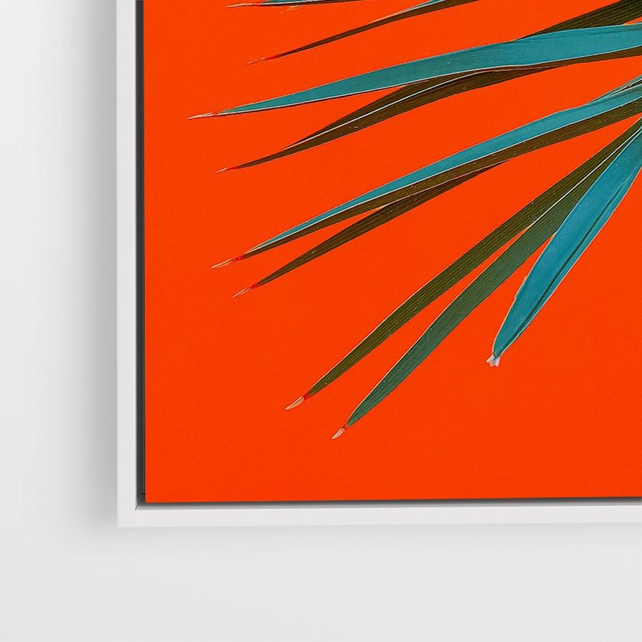 Obraz w ramie 50x50 - Egzotyczny Urok - liście, palma - rama biała