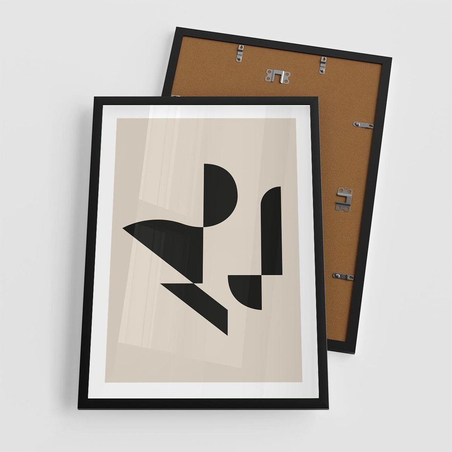 Plakat w ramie 50x70 - Rozkwitająca Abstrakcja - abstrakcyjne geometryczne kształty, minimalizm - rama czarna