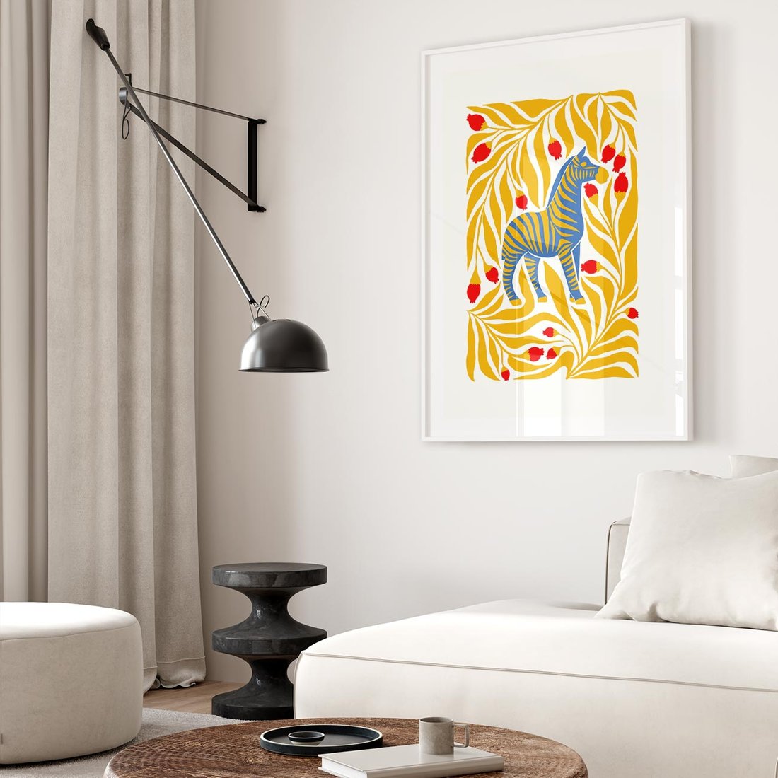 Plakat bez ramy 30x40 - Zebra w Nowoczesności - abstrakcyjna nowoczesna grafika, pośrodku zebra