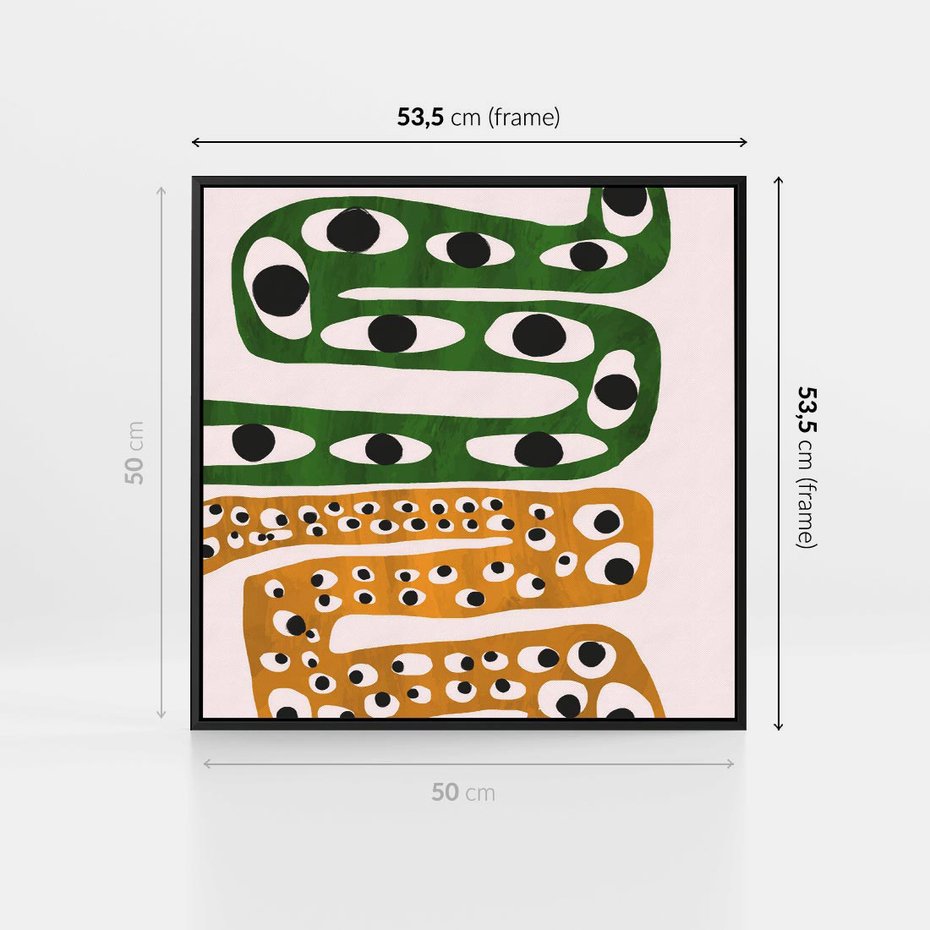 Obraz w ramie 50x50 - Mroczne Wypaczenia - abstrakcyjny obraz, dziwne kształty - rama czarna