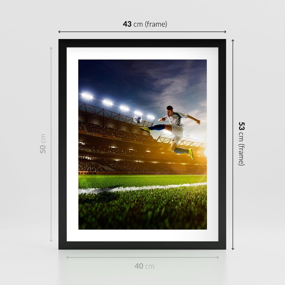 Plakat w ramie 40x50 - Gol! Magia piłki nożnej - gol, piłka - rama czarna