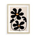 Plakat w ramie 50x70 - Wyjątkowość Boho - minimalistyczny abstrakcyjny obraz, prymitywne kwiaty - rama drewno