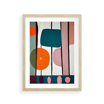 Plakat w ramie 30x40 - Migotliwa Aura Serca - abstrakcyjny obraz olejny, dziwne formy - rama drewno