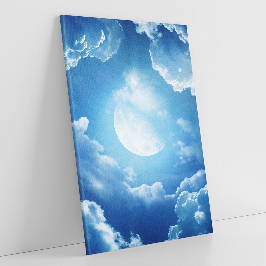 Obraz na płótnie 80x120 - Księżycowe Chmury - księżyc, chmury