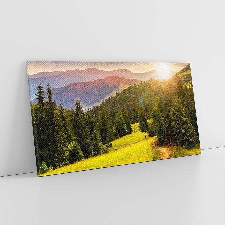 Obraz na płótnie 100x50 - Zachód słońca na łące - zachód, łąka