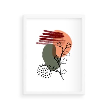 Plakat w ramie 40x50 - Przenikające Widzenia - abstrakcyjna sztuka, liście - rama biała