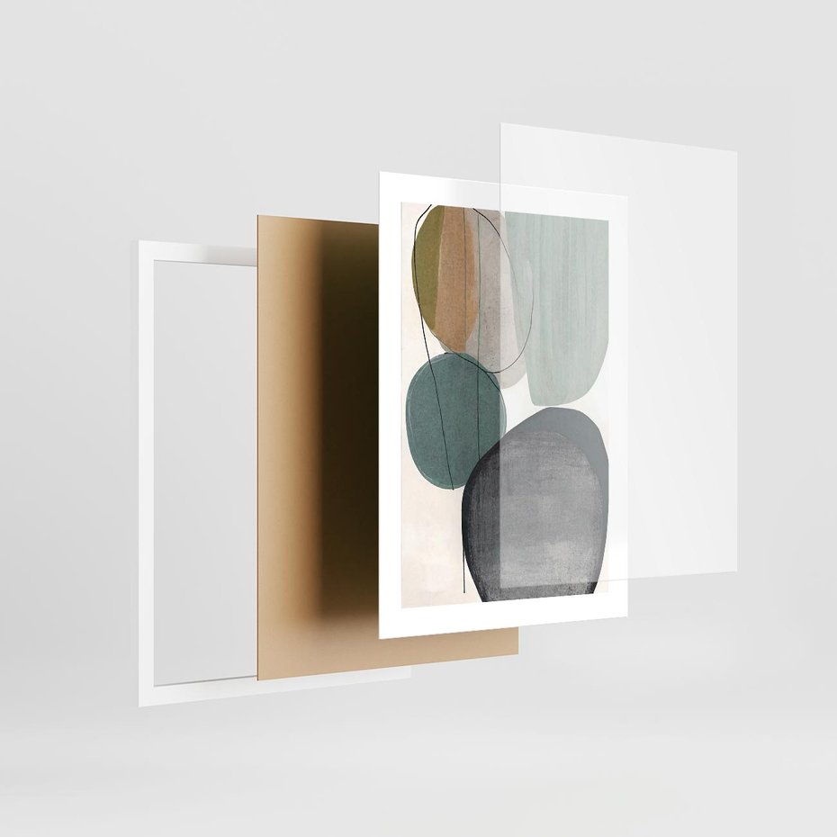 Plakat w ramie 30x40 - Plama za Plamą - abstrakcyjny obraz olejny, plamy - rama biała