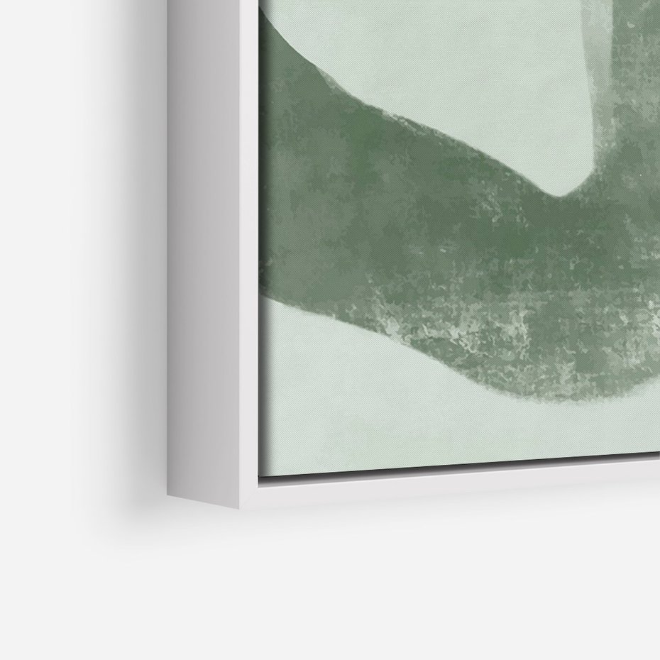 Obraz w ramie 70x100 - Nurtująca Kompozycja Zieleni - abstrakcyjne delikatne zielone linie, podobne do gałęzi kwiatów - rama biała