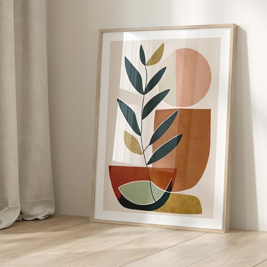 Plakat w ramie 50x70 - Boho Taniec Stylu - boho obraz, abstrakcja - rama drewno