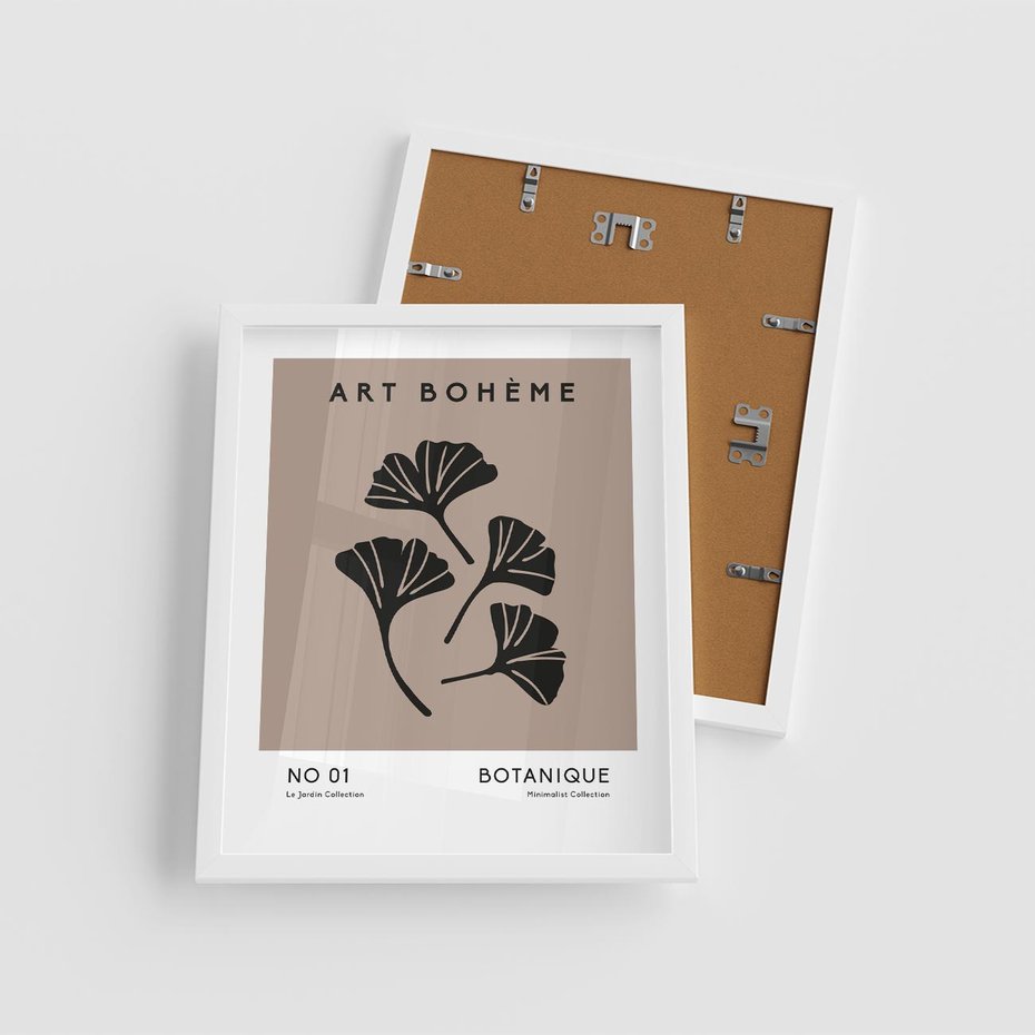 Plakat w ramie 40x50 - Botaniczne wymysły - sztuka boho, plakat - rama biała