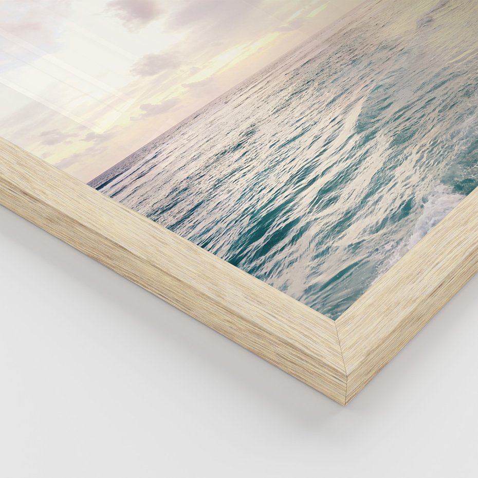 Zestaw obrazy w ramie 50x70 galeria - Cytat, podróż, rajska, plaża - rama drewno