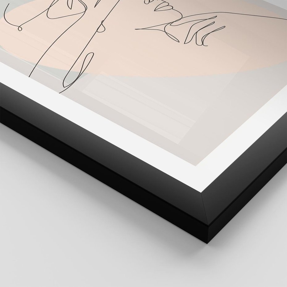Plakat w ramie 30x40 - Twarz Kobiety w Pastelach - minimalistyczna grafika, pastelowe tłó - rama czarna