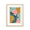 Plakat w ramie 30x40 - Rozplątane Myśli - abstrakcyjna kompozycja, pastelowe kwiaty - rama drewno