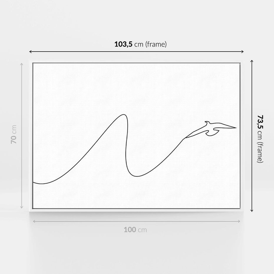 Obraz w ramie 100x70 - Ptasia Linia - ptak, jaskółka - rama biała
