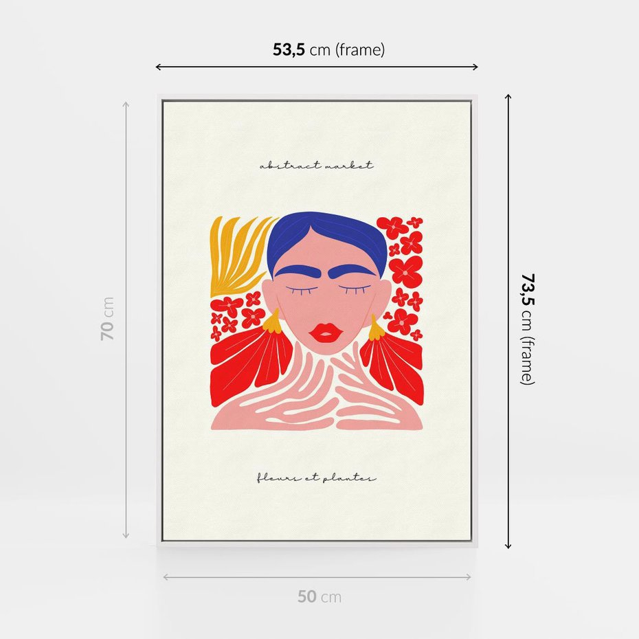 Obraz w ramie 50x70 - Bezgraniczne Rytmy - kobieta, sztuka abstrakcyjna - rama biała