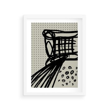 Plakat w ramie 40x50 - Złudne Kontemplacje - abstrakcyjna mroczna kompozycja, nieregularne - rama biała