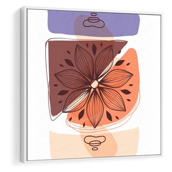 Obraz w ramie 80x80 - Kwiatowa Oaza - abstrakcyjna sztuka, plamy - rama biała