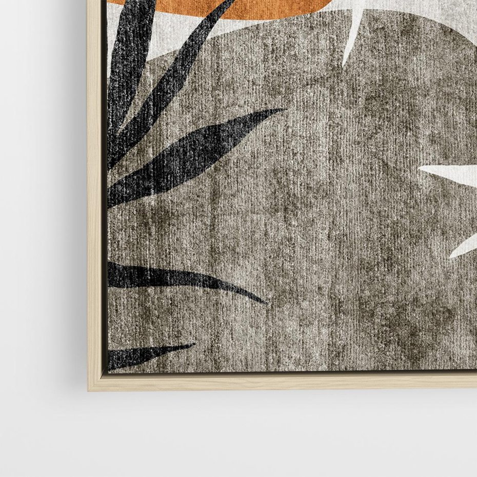 Obraz w ramie 50x50 - Oddechy ciszy i ruchu - rzut liści palmy, monstery - rama drewno