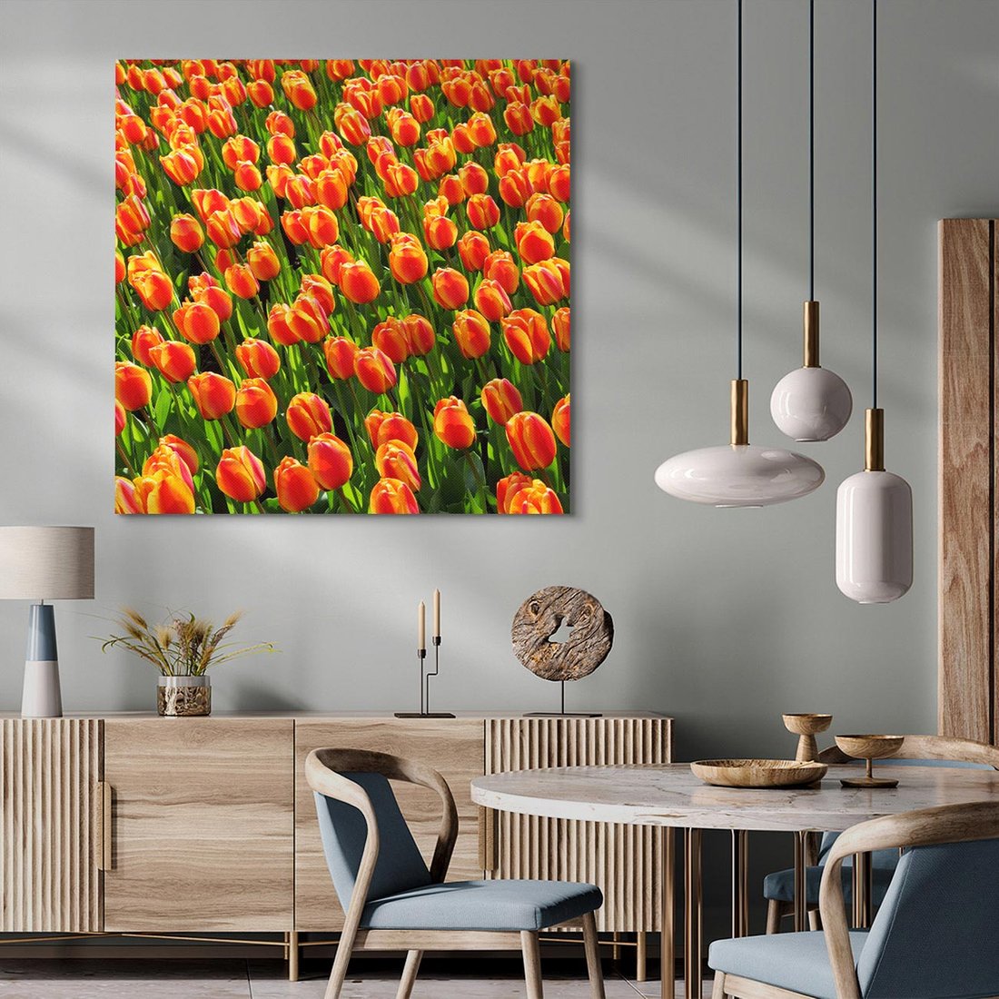 Obraz na płótnie 50x50 - Tulipanowa eksplozja - tulipany, kwiaty
