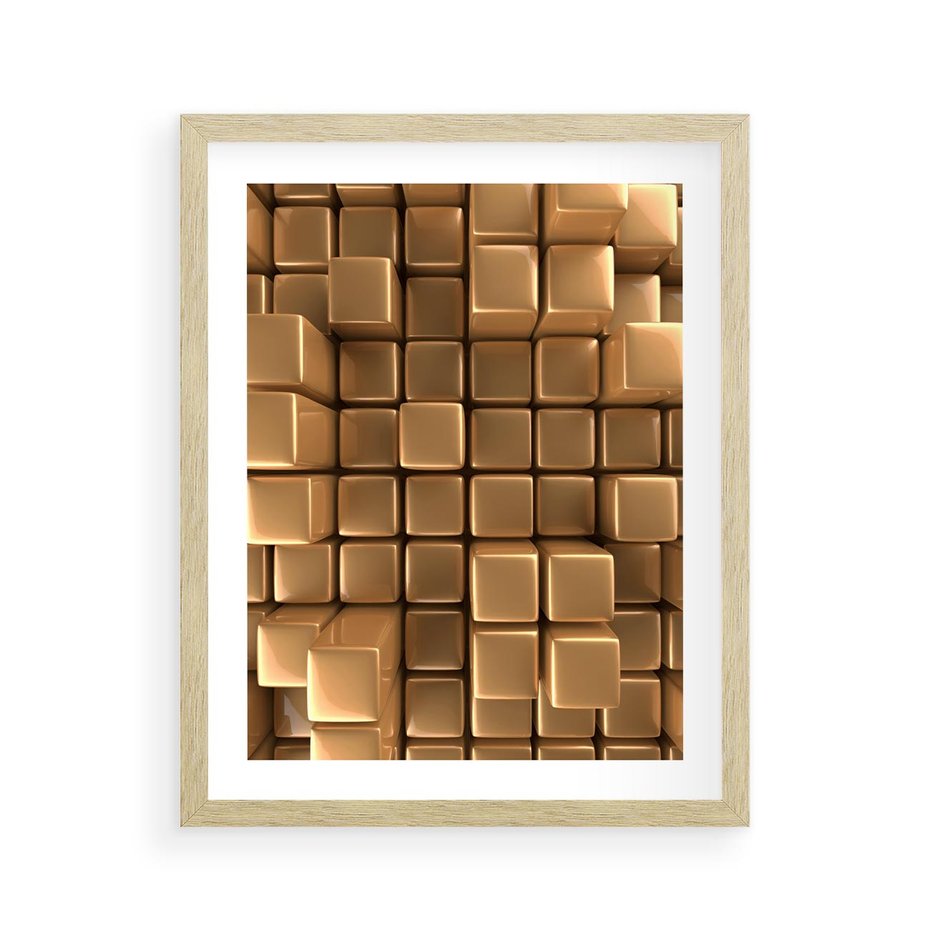 Plakat w ramie 40x50 - Błyszcząca Elegancja - złoto, 3d - rama drewno