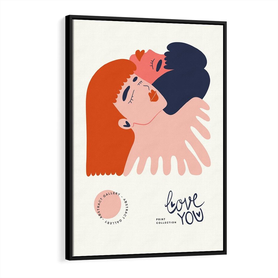 Obraz w ramie 70x100 - Rondo melancholii - para zakochanych, graficzny obraz - rama czarna