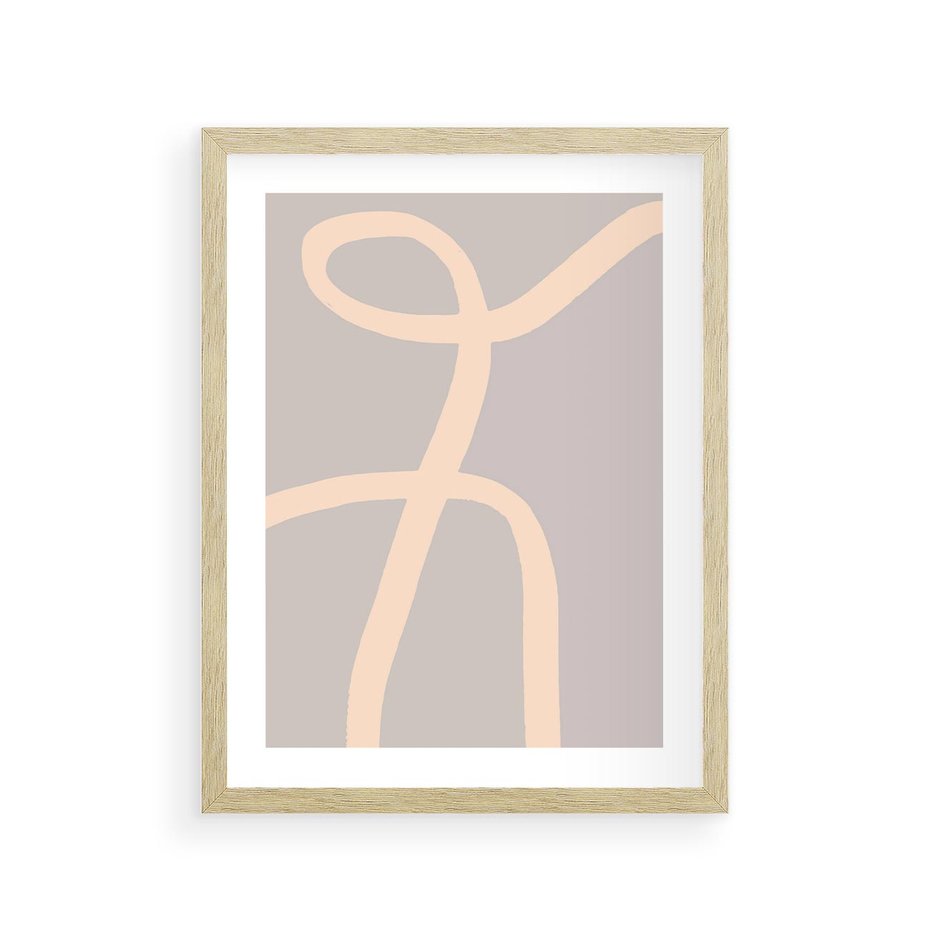 Plakat w ramie 30x40 - Beżowe Boho Zaplątanie - minimalistyczny obraz, nowoczesny - rama drewno