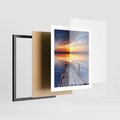 Plakat w ramie 40x50 - Zachód słońca na pomostcie - pomost, zachód - rama czarna