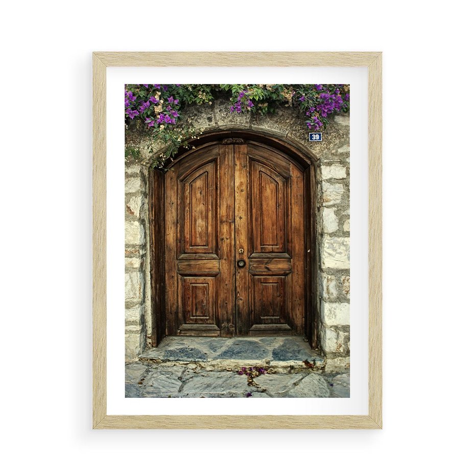 Plakat w ramie 50x70 - Tajemnicze stare drzwi - stare, drzwi - rama drewno