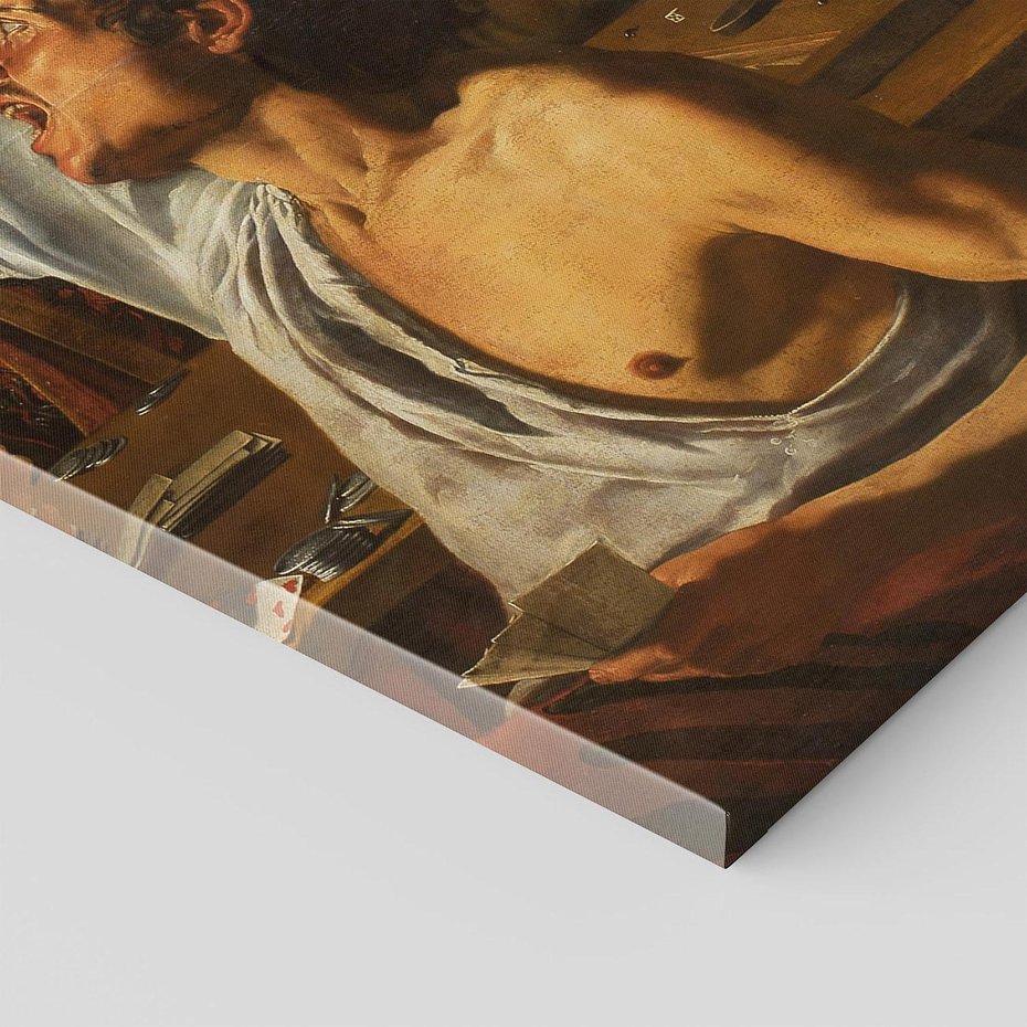 Obraz na płótnie 80x120 - Card and Backgammon Players (ok. 1595), Caravaggio - reprodukcja, obraz na płótnie