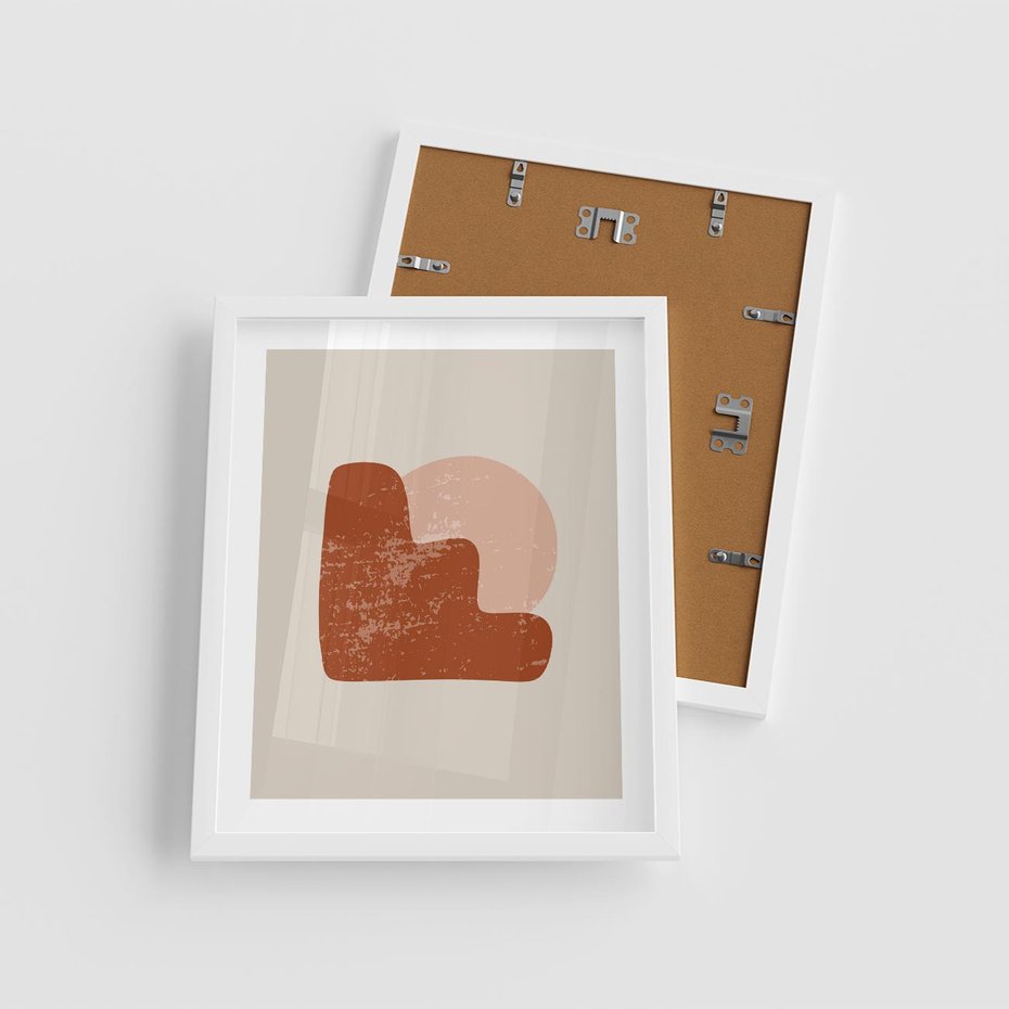 Plakat w ramie 40x50 - Przenikanie Granic - nowoczesny plakat, abstrakcyjne kształty - rama biała