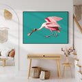 Obraz w ramie 100x70 - Różowy Ptak Wyobraźni - różowy ptak, wyobraźnia - rama czarna