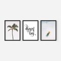 Zestaw obrazy w ramie 40x50 galeria - Cytat, motywacja, plaża, palma - rama czarna
