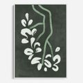 Obraz w ramie 80x120 - Rozkwitające Zielone Gałęzie - abstrakcyjne delikatne zielone linie, podobne do gałęzi kwiatów - rama biała