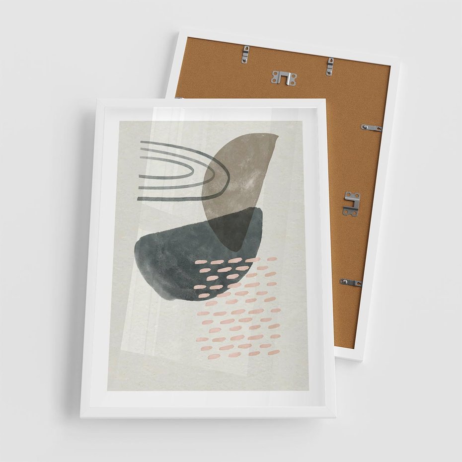 Plakat w ramie 50x70 - Geometria w Beżowych Odcieniach - abstrakcja, geometria - rama biała