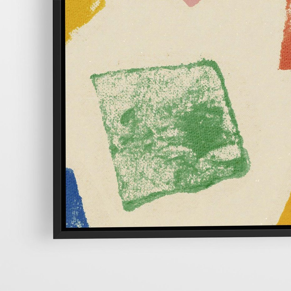 Obraz w ramie 50x50 - Tęczowe Rytmy - kolorowe tęczowe kwadraty, wesoły kolaż - rama czarna