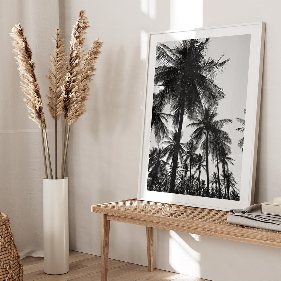 Plakat bez ramy 21x30 - Mono Tropiki - palmy, drzewa palmowe