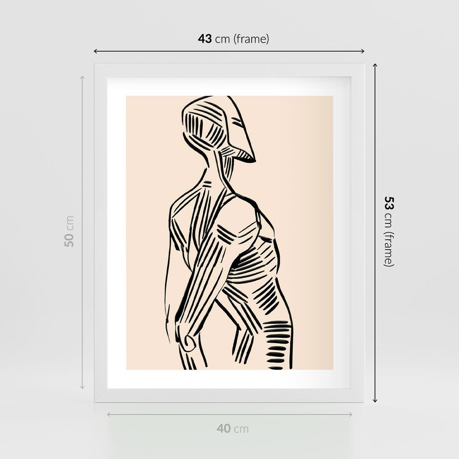 Plakat w ramie 40x50 - Eksploracja Wizualna - szkic, czarno biały - rama biała