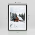 Plakat w ramie 50x70 - Ujęcie zimy w Górach - domek w górach w zimie, śnieg - rama czarna