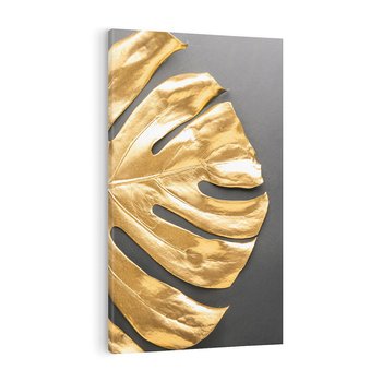 Obraz na płótnie 80x120 - Złoty Liść Monstera - złoty, liść