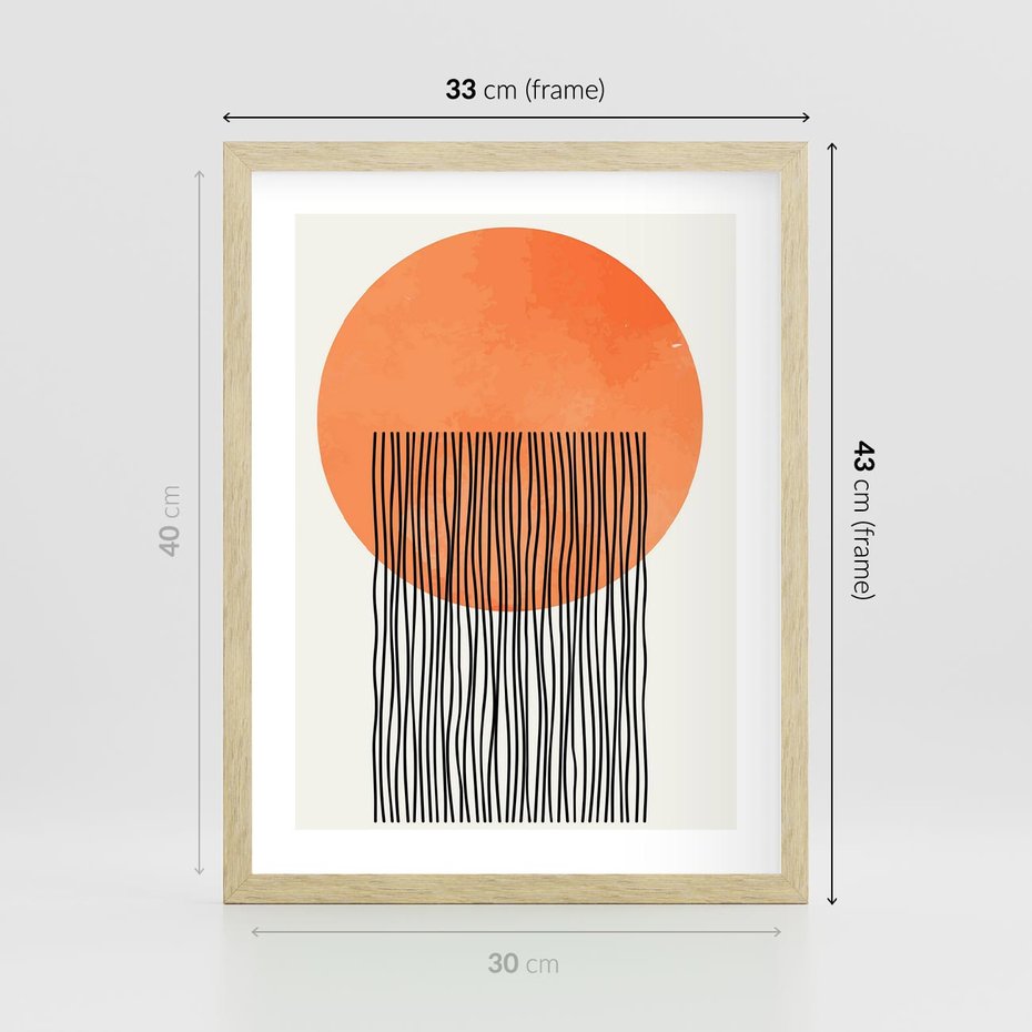 Plakat w ramie 30x40 - Echa Wyobraźni - koło, boho styl - rama drewno