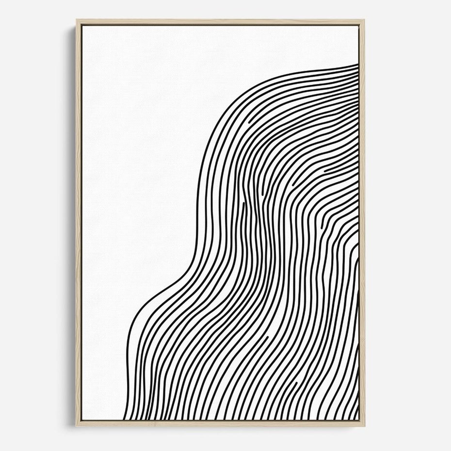 Obraz w ramie 50x70 - Refrakcje Przestrzeni - mnimalistyczna forma, czarne linie - rama drewno