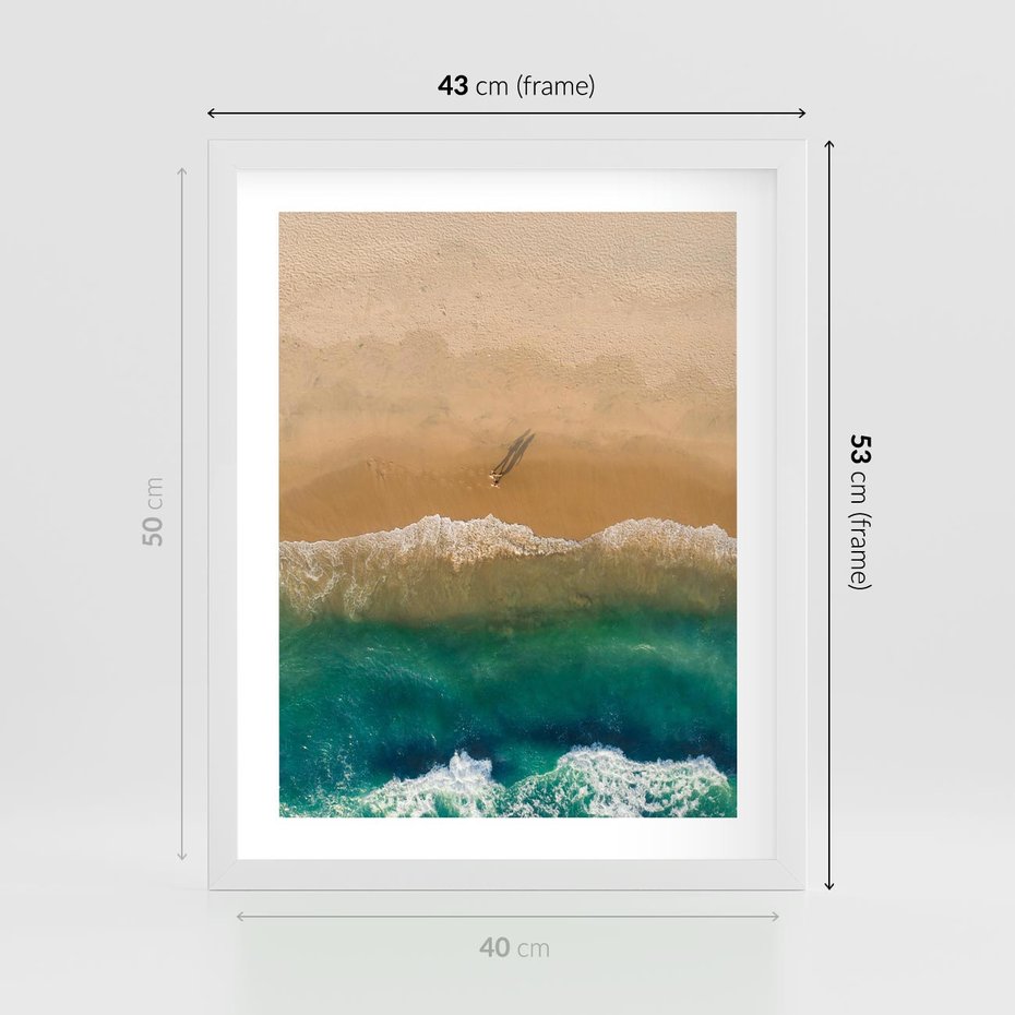 Plakat w ramie 40x50 - Nadbrzeżna Harmonia - plaża, morze - rama biała