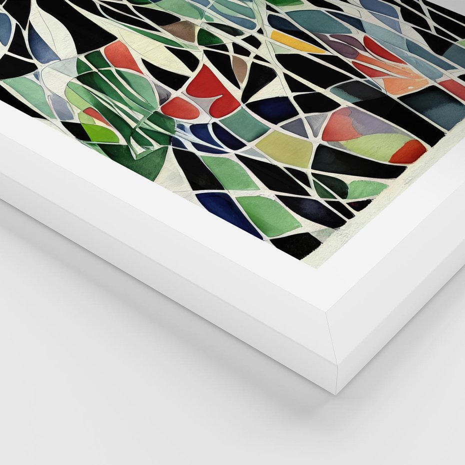 Plakat w ramie 30x40 - Taniec Plam i Kształtów - abstrakcyjny akwarelowy obraz, plamy - rama biała