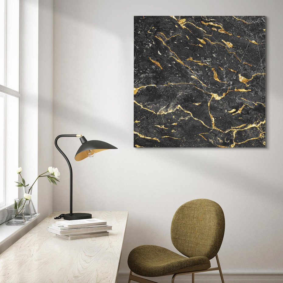 Obraz na płótnie 40x40 - Egzotyczny Blask - marmur, złoto