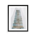 Plakat w ramie 30x40 - Niebieskie Schody Santorini - stare kamienne schody, niebieskie schody - rama czarna
