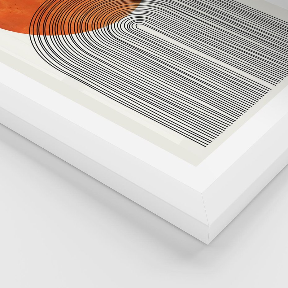 Plakat w ramie 30x40 - Abstrakcyjne Pulsacje - koło, boho styl - rama biała